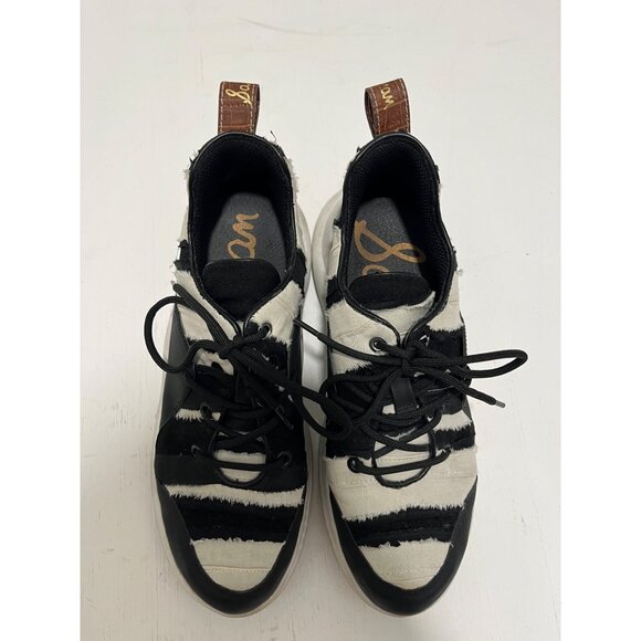 Sam Edelman Women's Black & White Striped‎ Sneakers Size 8M EUR 38 - Picture 2 of 15